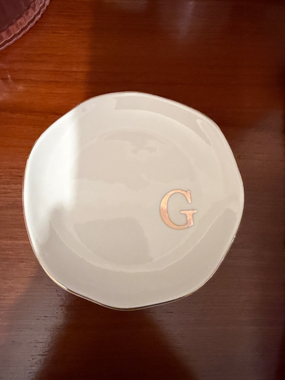 White Gold-Accent Monogram Trinket Dish - Letter G